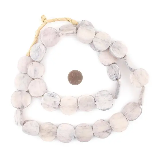 The Bead Chest Washed Grey Bone Beads - Full Strand of Fair Trade African Beads (Circular, Washed Grey) {2}
