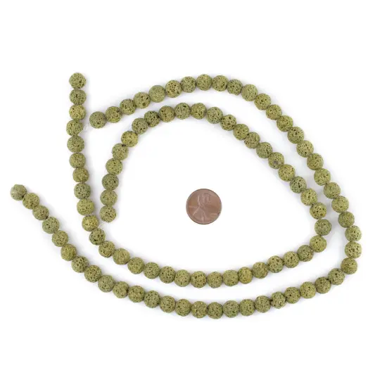 The Bead Chest Lime Green Volcanic Lava Beads (8mm) {2}