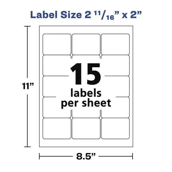 Avery Printable Blank Rectangle Labels, 2-11/16" x 2", Matte White, 375 Customizable Labels (6490) {5}