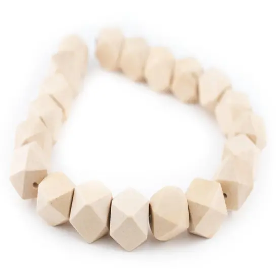 The Bead Chest Cream Cornerless Cube Wood Beads: 20mm Diamond Cut Natural Organic Beads for Jewelry Making {3}