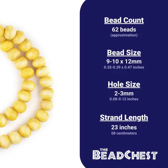 The Bead Chest Yellow Rustic Bone Beads (12mm) {4}