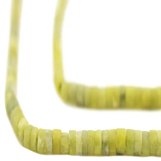 The Bead Chest Light Green Serpentine Heishi Beads 4mm Afghanistan Gemstone 14 Inch Strand {1}