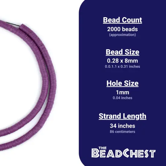 The Bead Chest Plum Purple Vinyl Phono Record Beads 8mm Ghana African Disk 34 Inch Strand Handmade {4}