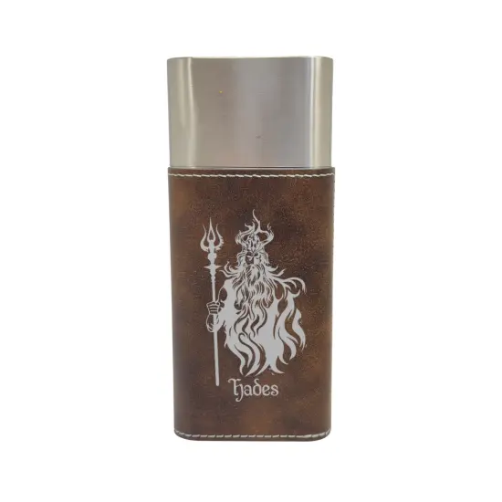 Cigar Case with Cutter - Hades God of the Underworld - Leather Rustic/Silver {1}
