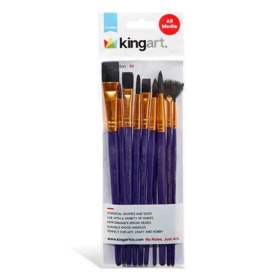KINGART&reg; Black Nylon Brush Set 10 pc {3}