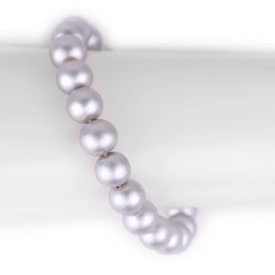 The Bead Chest Wood Stretch Bracelet, Silver - Stackable Beaded Jewelry, Unisex for Men & Women {3}