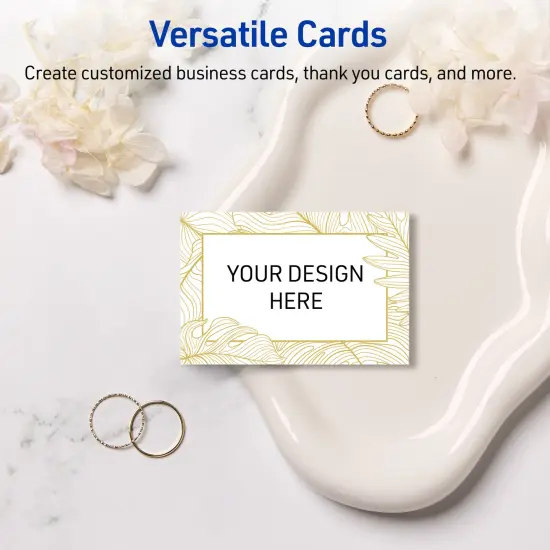Avery Printable Rectangle Business Cards with Sure Feed Technology, Pre-Printed Gold Florals, Matte White, 2" x 3.5", Laser & Inkjet Compatible, 80 Total {6}