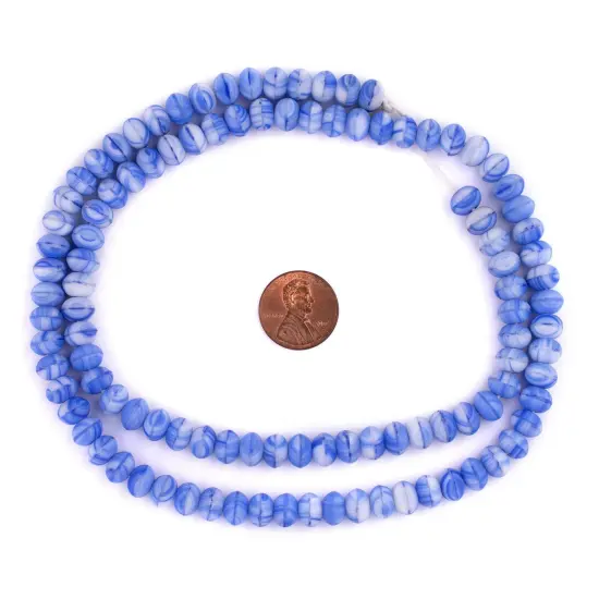 The Bead Chest Blue & White Binta Banji Kakamba Beads (5x8mm) {2}