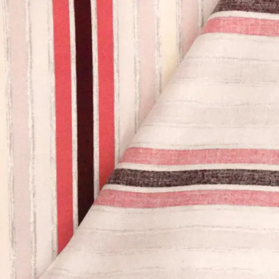 Light Pink-Gray-Multi Stripe Printed Stretch Cotton Poplin Woven Fabric By the Yard {4}