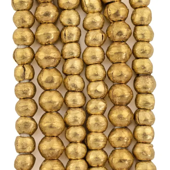 The Bead Chest 6mm Round Brass Beads - Full Strand of African Metal Spacer Beads {4}