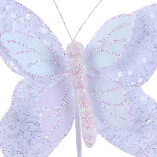 12" Iridescent Sequin Butterfly: White {2}