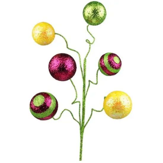 19" Stripe Solid Glitter Ball Spray: Yellow/Fuchsia/Lime Green {2}