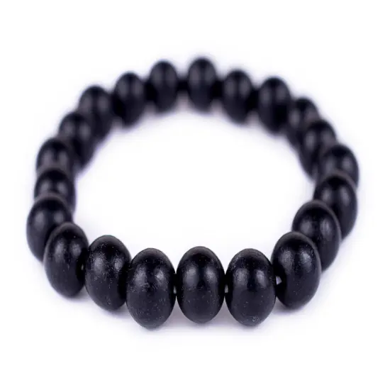 The Bead Chest Wood Stretch Bracelet, Black - Stackable Beaded Jewelry, Unisex for Men & Women {1}