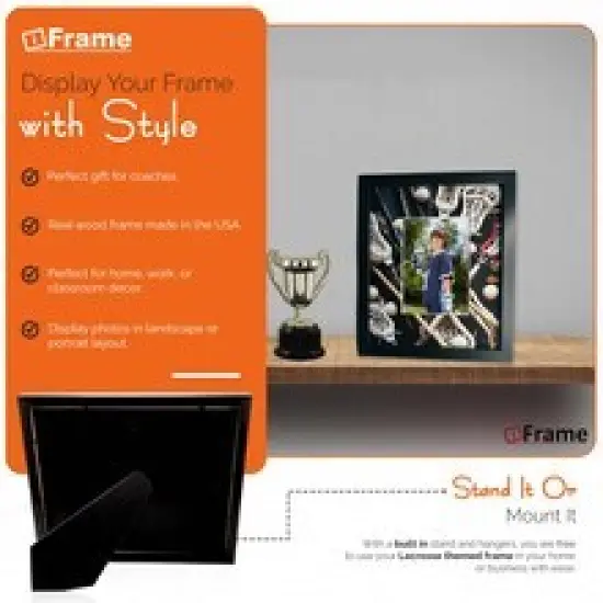 iFrame Commemorative Sports Athletics Frames I Fits 5x7 Photograph, Real Wood Black Finish, Desktop, Table Or Wall Mount I Shatterproof Plexiglass I Made in the USA {9}