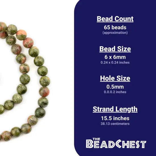 The Bead Chest Round Unakite Beads (6mm) {4}