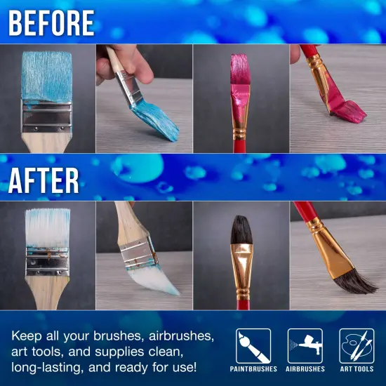 Airbrush Cleaner, 16-Ounce Pint Bottle - Fast Acting Cleaning Solution, Quickly Remove Water-Based Acrylic Paint, Watercolor, Makeup {5}