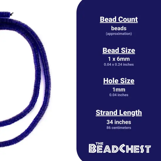 The Bead Chest Translucent Cobalt Blue Vinyl Phono Record Beads (6mm) {4}