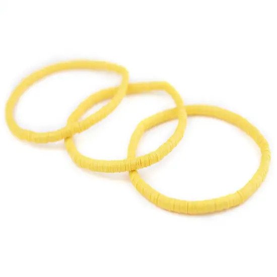 The Bead Chest Boho Stretch Bracelet, Yellow - Stackable African Vinyl Heishi, Unisex for Men & Women {3}