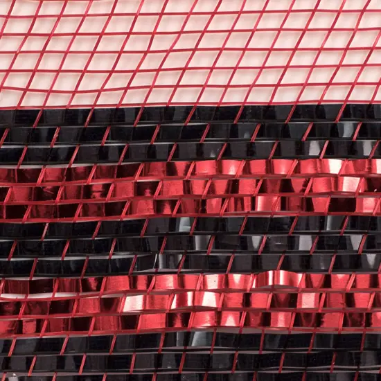 10" Border Stripe Metallic Mesh Ribbon: Red/Black (10 Yards) {3}