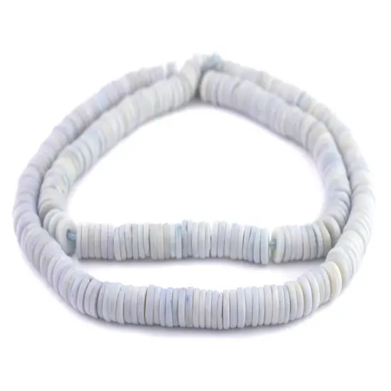 The Bead Chest 8mm Pastel Blue Bone Button Beads: Nepal Flat Round Disk Heishi Beads for DIY Necklace Jewelry Making {3}