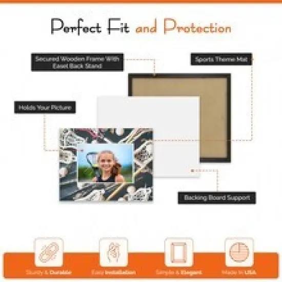 iFrame Commemorative Sports Athletics Frames I Fits 5x7 Photograph, Real Wood Black Finish, Desktop, Table Or Wall Mount I Shatterproof Plexiglass I Made in the USA {11}