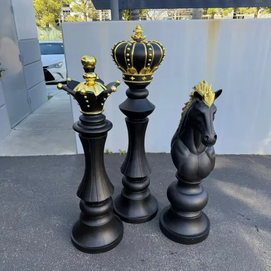 Black King Chess Piece Life Size Statue {4}