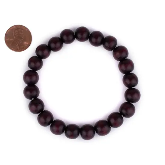 The Bead Chest Wood Stretch Bracelet, Dark Brown - Stackable Beaded Jewelry, Unisex for Men & Women {2}