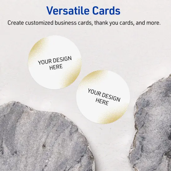 Avery Printable Round Business Cards with Sure Feed Technology, Pre-Printed Gold Blush Pattern, Matte White, 2" Diameter, Laser & Inkjet Compatible, 120 Total {6}