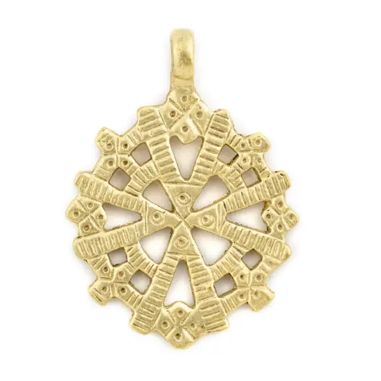 The Bead Chest Brass Radiating Coptic Cross Pendant (38x52mm) {1}