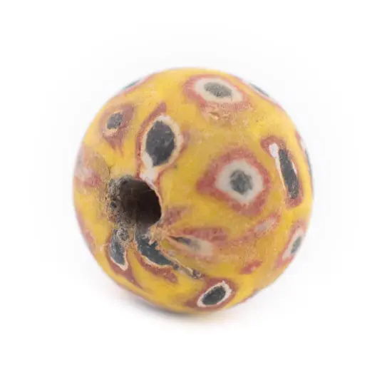 The Bead Chest Yellow Mosaic Jatim Java Bead (Single Bead, 20mm) {1}