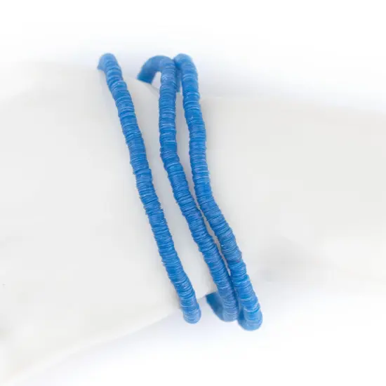 The Bead Chest Boho Stretch Bracelet, Blue - Stackable African Vinyl Heishi, Unisex for Men & Women {4}