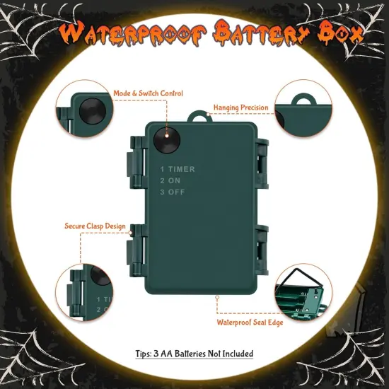 Halloween Orange String Lights - Battery Operated - 16.4Ft, 50LED {4}