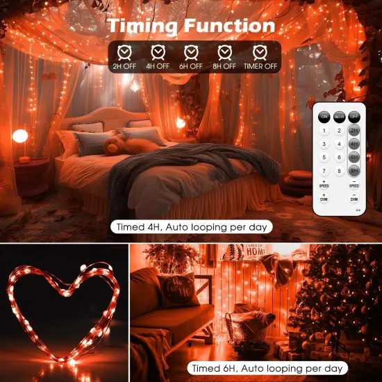 Fairy Lights 72ft 220 LED USB Twinkle Christmas String Lights Plug in(Orange） {4}