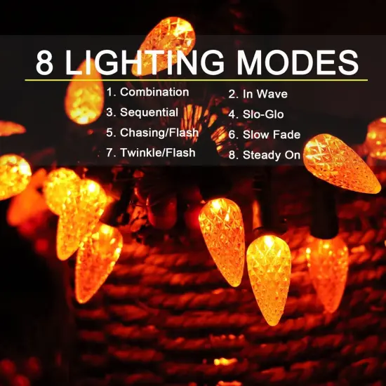 21Ft 50LED C6 Orange Lights for Halloween {4}