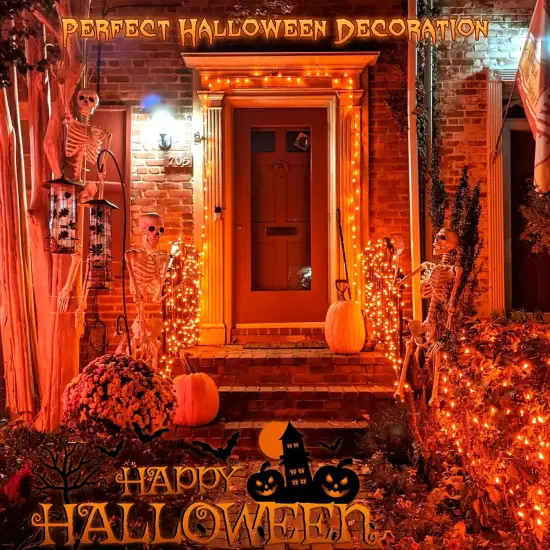 2 Pack Each 33Ft 100LED Orange Halloween Lights {4}