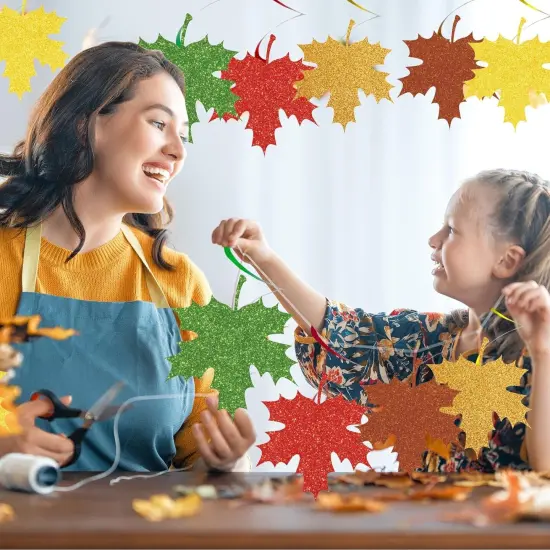 30Pcs Glitter Maple Leaf Hanging Swirls {5}