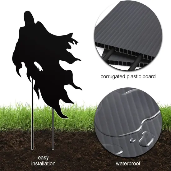 4Pack Halloween Ghost Yard Signs with Stakes Scary Silhouette Outside {6}