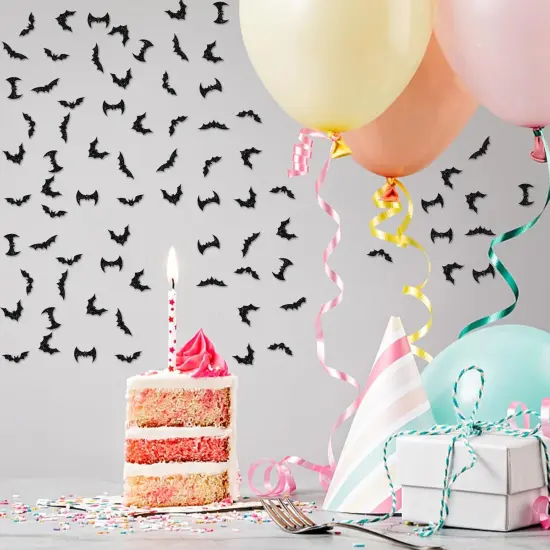 100pcs Black Glitter Bat Shape Confetti {5}