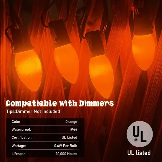 25FT C9 LED Halloween Orange String Lights {3}
