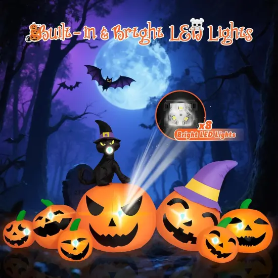 8FT Long Halloween Inflatables Pumpkin Outdoor Decorations, 7 Blow Up Pumpkins {3}