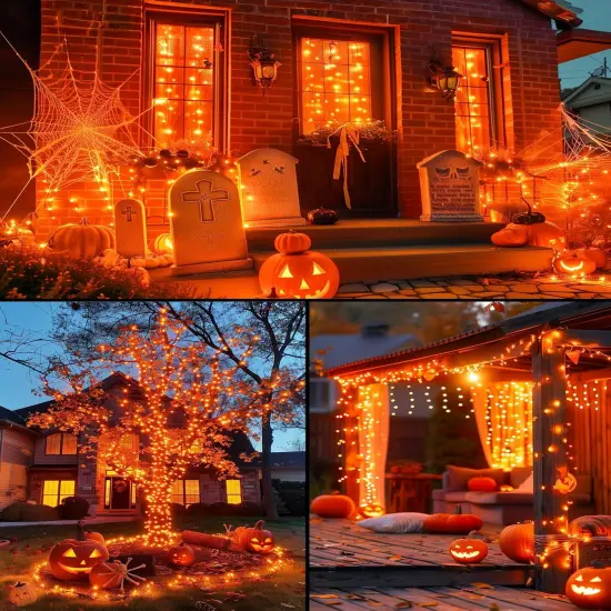 100 LED 39 FT Halloween Decorations Orange Lights Indoor {3}