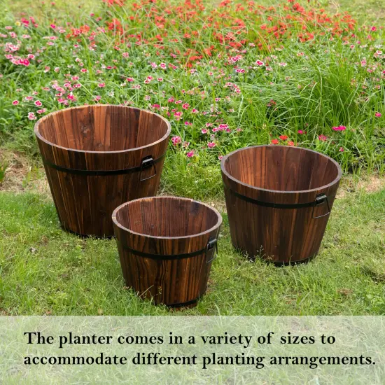Wooden Whiskey Barrel Planters {5}