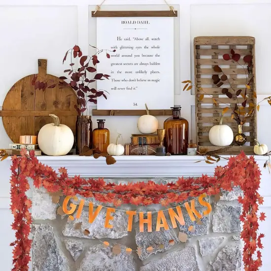 5 Pack Fall Leaf Garland, Hanging Vines Garland Artificial Fall Maple Leaves {4}