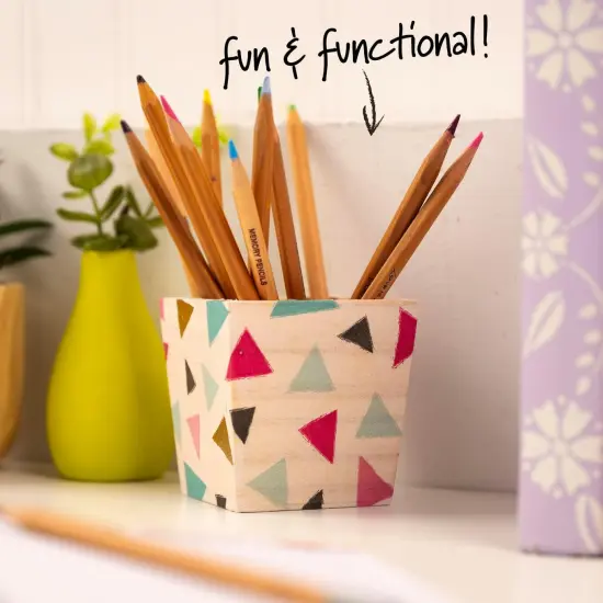 Plaid Wood Unfinished Square Planter, 3" x 3" x 3" Wooden Surface Perfect for DIY Arts and Crafts Projects {5}