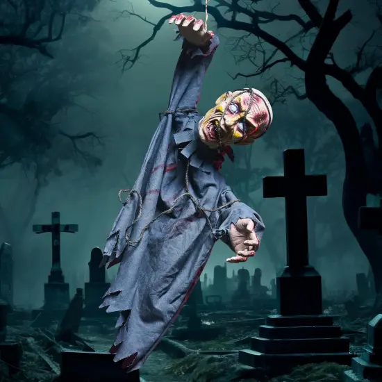 30&rdquo; Halloween Decoration Outdoor Hanging Zombie, Plastic Creepy Ghost {2}