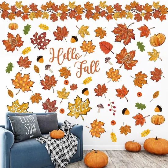 9 Sheet Fall Thanksgiving Wall Stickers {3}