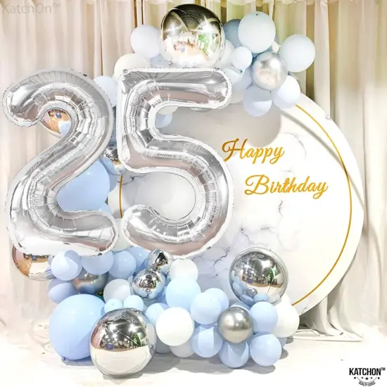Silver 25 Balloon Numbers - 40 Inch | Silver Mylar Foil Balloon - Silver {5}
