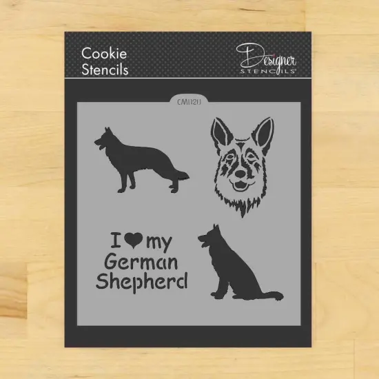 I Love My German Shephard Cookie & Craft Stencil | CM020 by Designer Stencils | Cookie Decorating Tools | Baking Stencils for Royal Icing, Airbrush, Dusting Powder | Craft Stencils for Canvas, Paper, Wood | Reusable Food Grade Stencil {1}