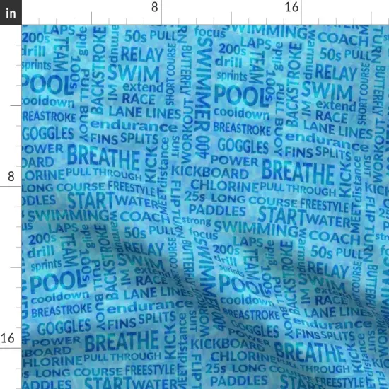 Various Fabrics by the Yard or Fat Quarter Swimming Word Cloud Pool Swim Custom Printed Fabric by Spoonflower {2}