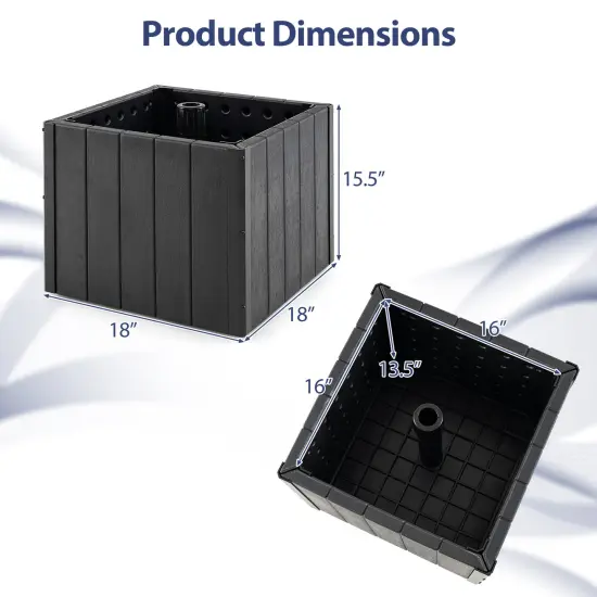 Black Umbrella Base with Planter Box, Metal Pole, Rolling Wheels and Adjustable Fit {4}